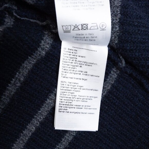 Wood Wood Wool Blend Sweater Louis Jumper Double A Navy Striped Made in Italy - Picture 14 of 14